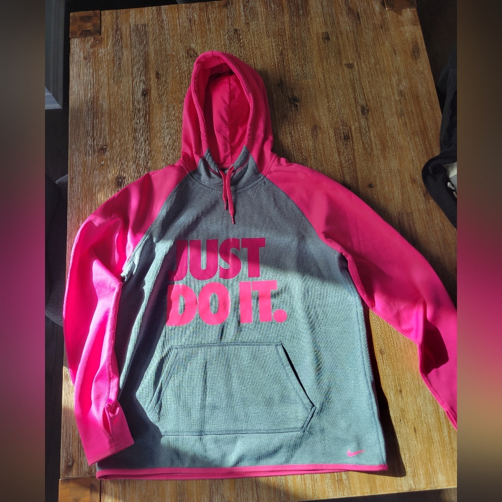 Nike Gray and Pink Hoodie